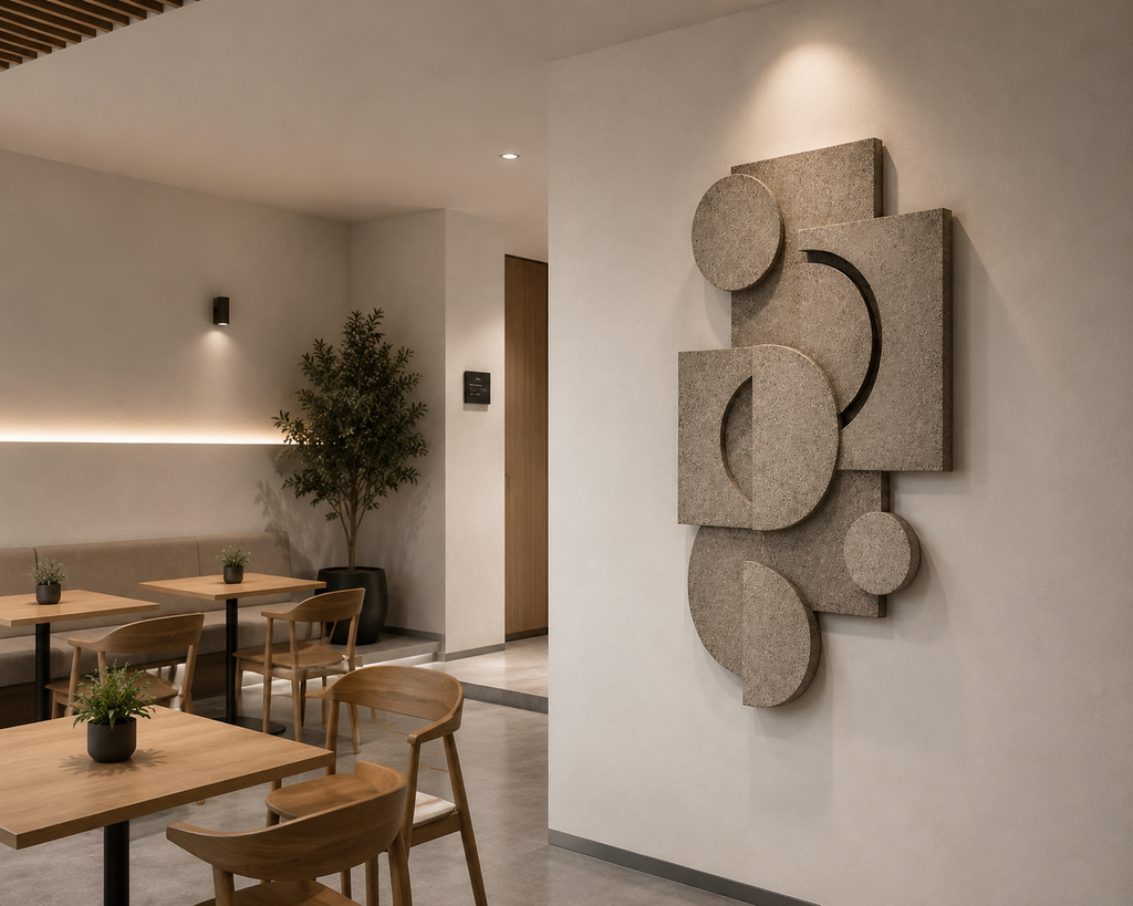 Stone Textured Geometric Relief Wall Art | Handcrafted 3D Sculptural Wall Décor – Wallorah