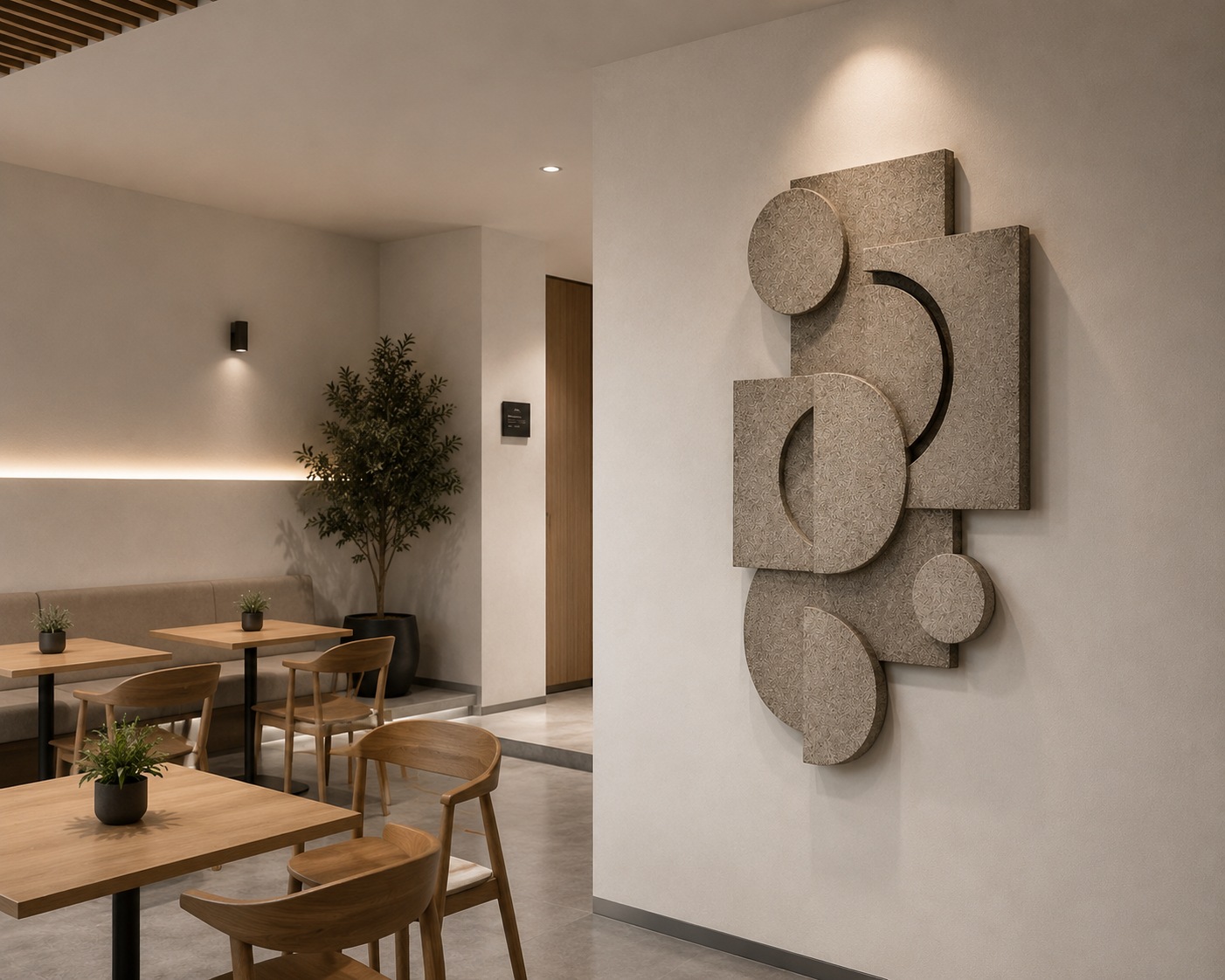 Stone Textured Geometric Relief Wall Art | Handcrafted 3D Sculptural Wall Décor – Wallorah