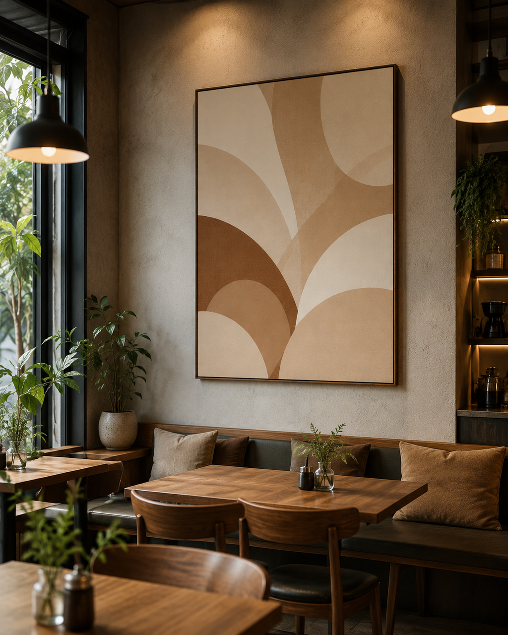 Earthy Arc Harmony Abstract Wall Art | Minimalist Neutral Canvas – Wallorah