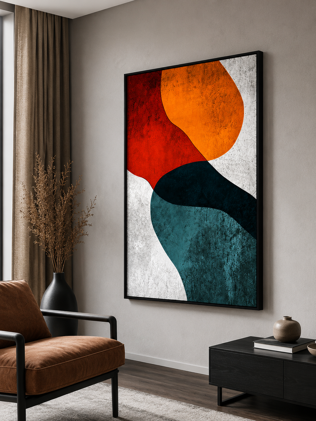 Ember Flow Abstract Wall Art | Modern Color Block Canvas – Wallorah