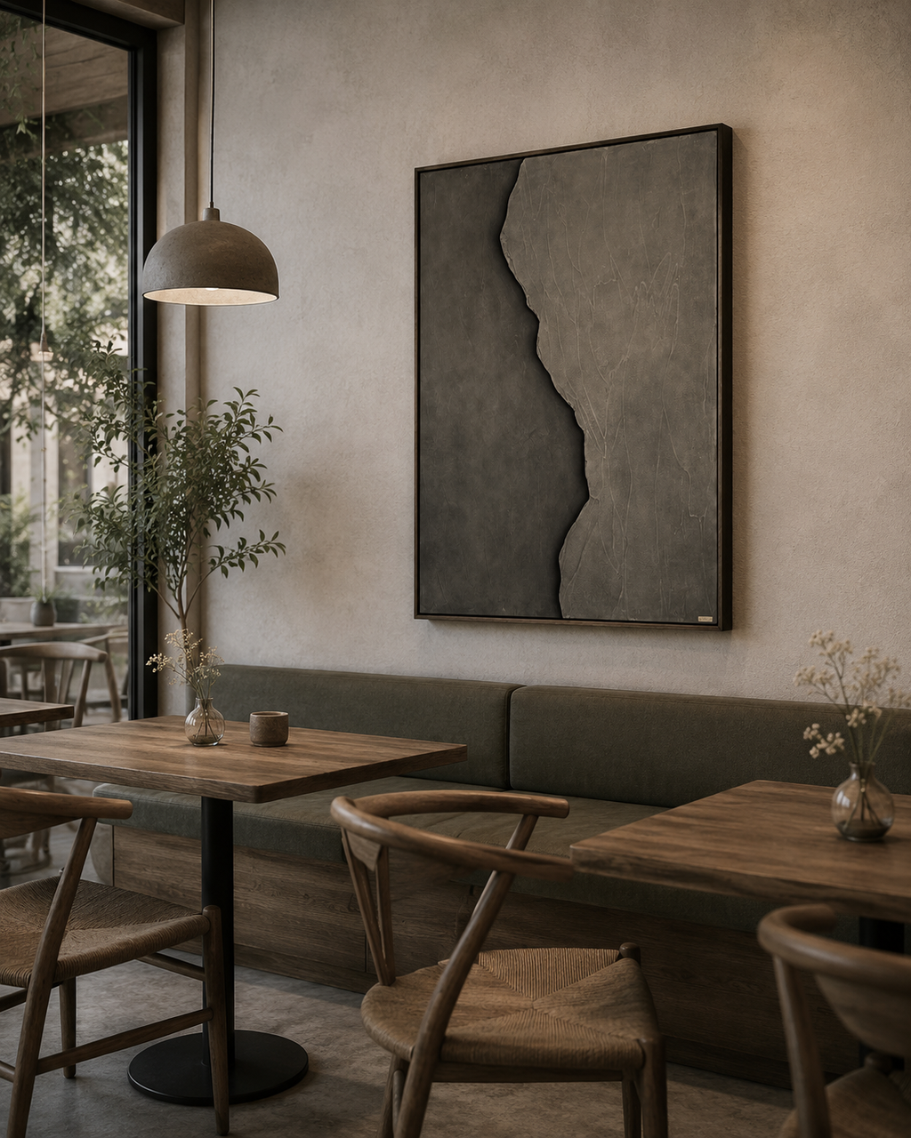 Fractured Monolith – Charcoal Grey & Stone Grey Handcrafted Abstract Wall Art on Stretched Wooden Canvas | Wallorah