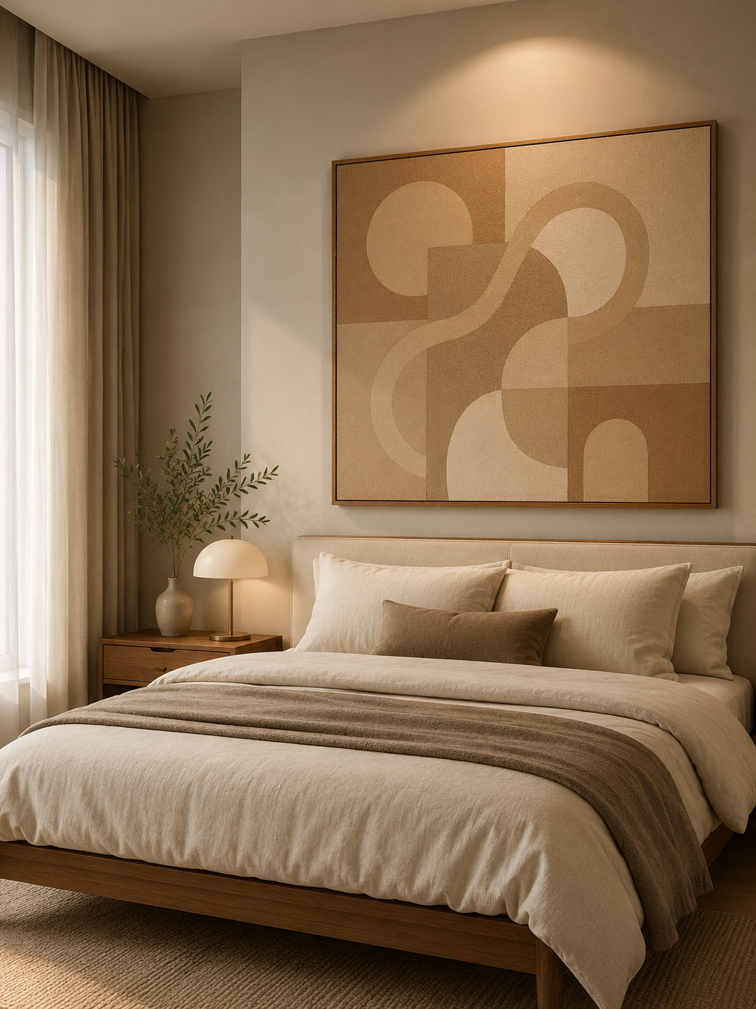 Sandstone Flow Abstract Wall Art | Modern Neutral Canvas – Wallorah