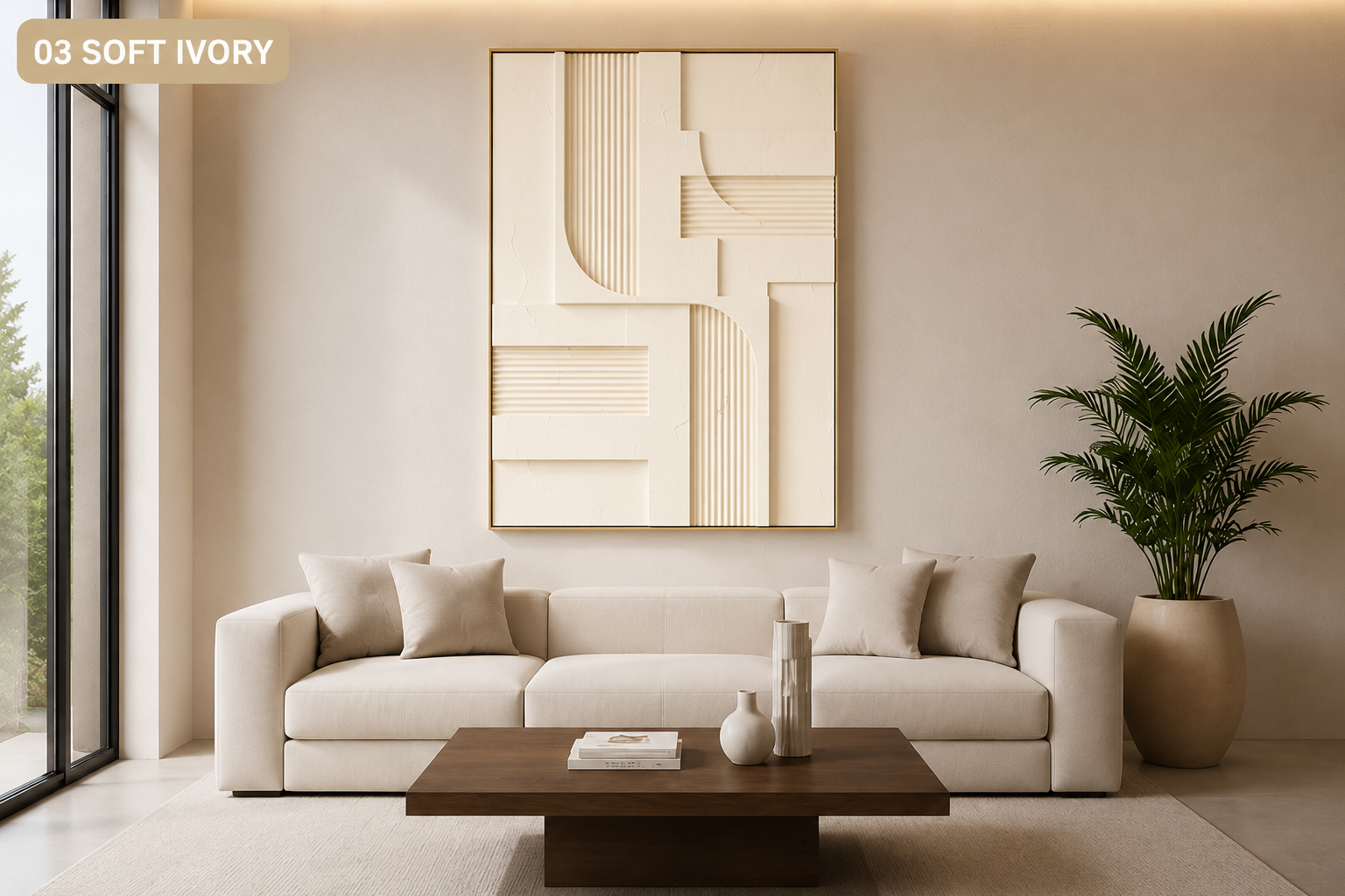 Ivory Linen Linear Relief  | Wallorah