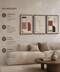 Earthline Elegance Trio – Ivory, Sand & Terracotta Handcrafted Textured Wall Art Set of 3 on Stretched Wooden Canvas | Wallorah