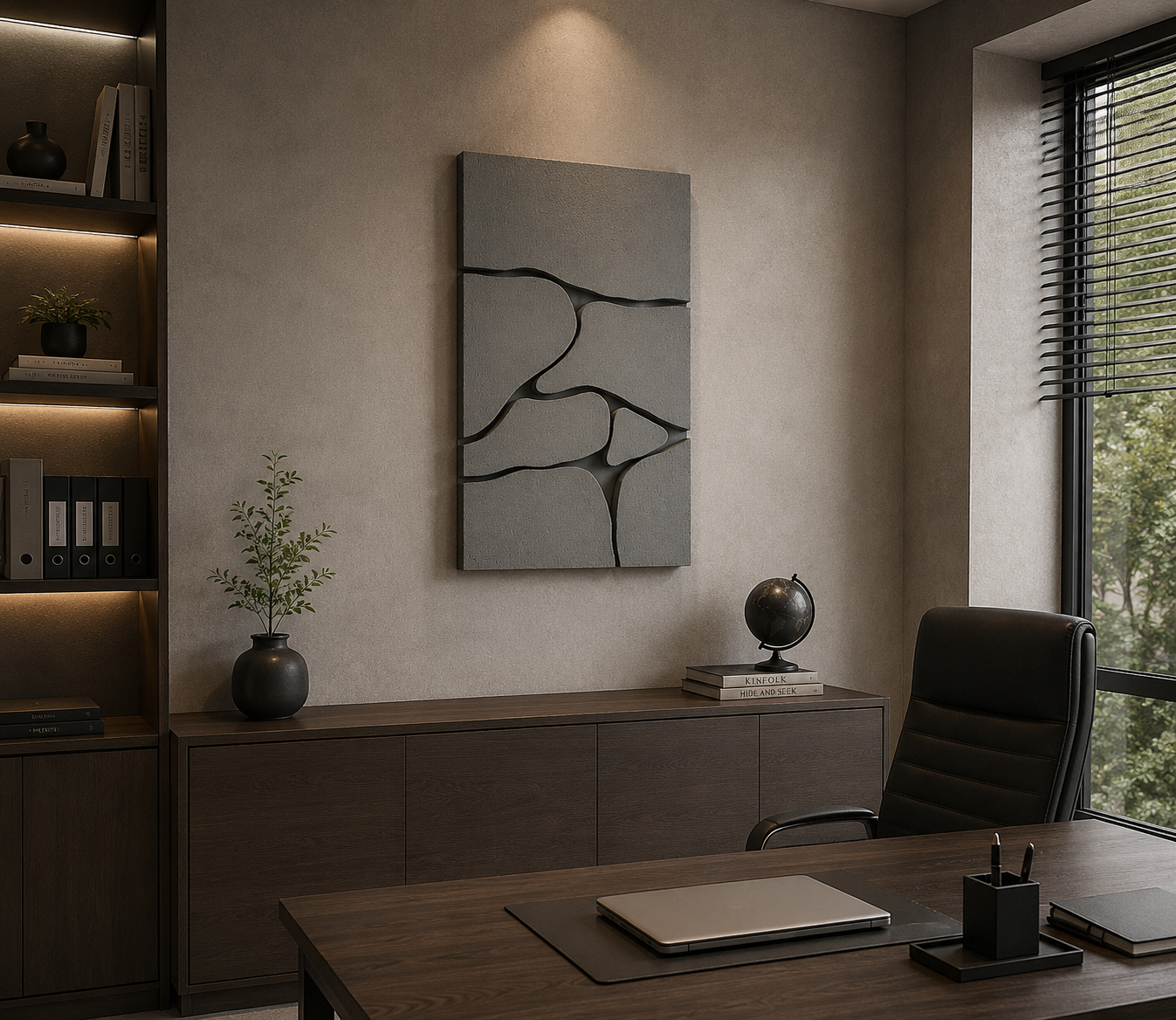 Stone Mosaic – Ash Grey Handcrafted Abstract Wall Art on Stretched Wooden Canvas | Wallorah