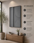 Urban Eclipse – Handcrafted Charcoal Grey Geometric 3D Wall Art on Stretched Wooden Canvas | Wallorah