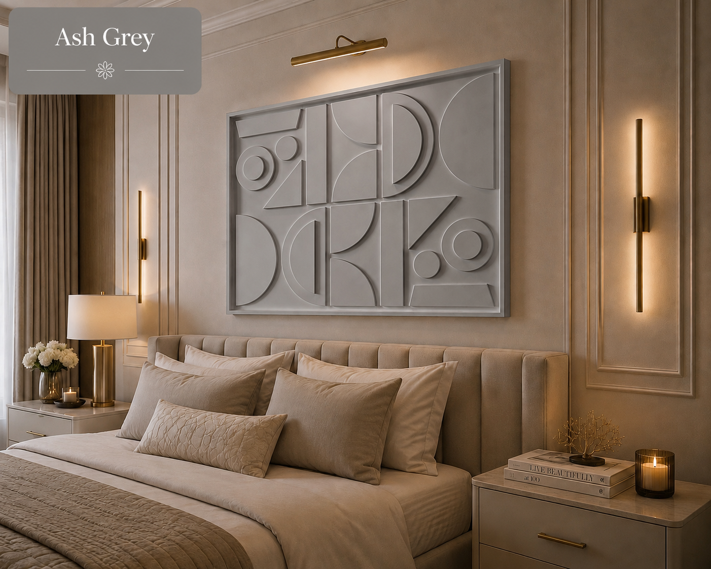 Ivory Geometry Grid  | Wallorah