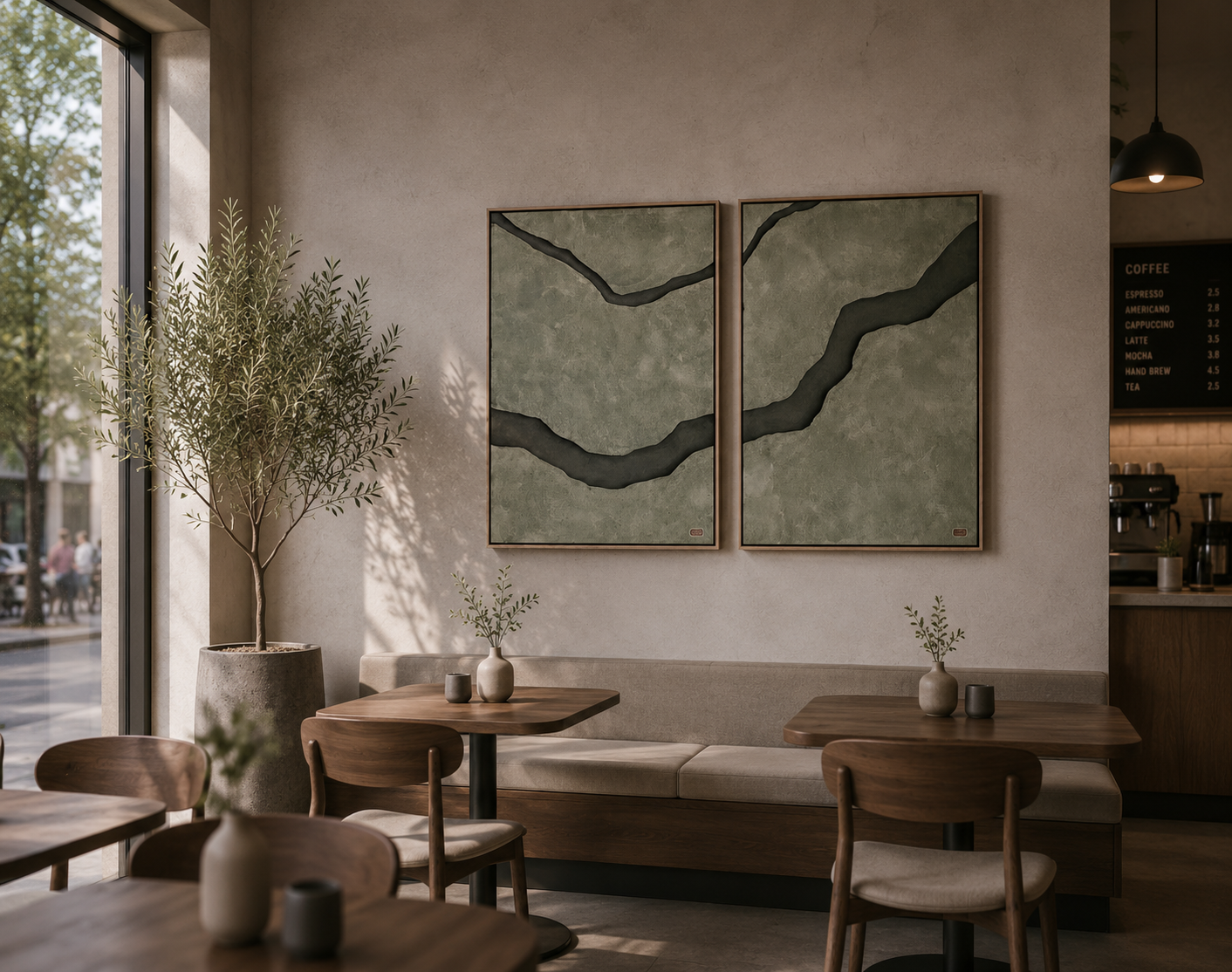 Twin Earth Veins – Sage Grey Handcrafted Abstract Wall Art Set on Stretched Wooden Canvas | Wallorah