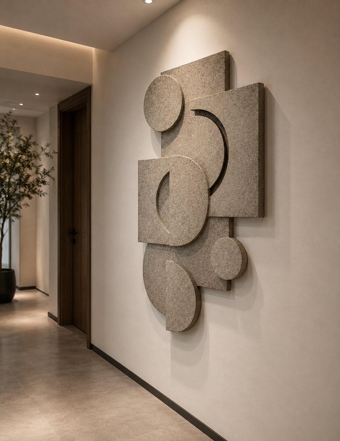Stone Textured Geometric Relief Wall Art | Handcrafted 3D Sculptural Wall Décor – Wallorah
