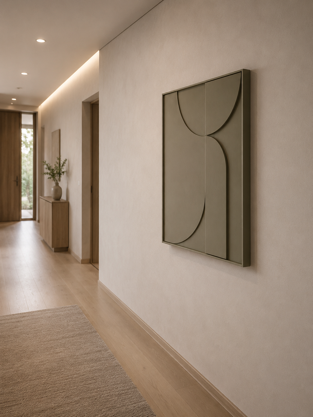 Olive Arc – Handcrafted Sage Green Geometric 3D Wall Art on Stretched Wooden Canvas | Wallorah