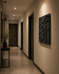 Matte Black Abstract Relief Wall Art | Handcrafted 3D Sculptural Wall Décor – Wallorah