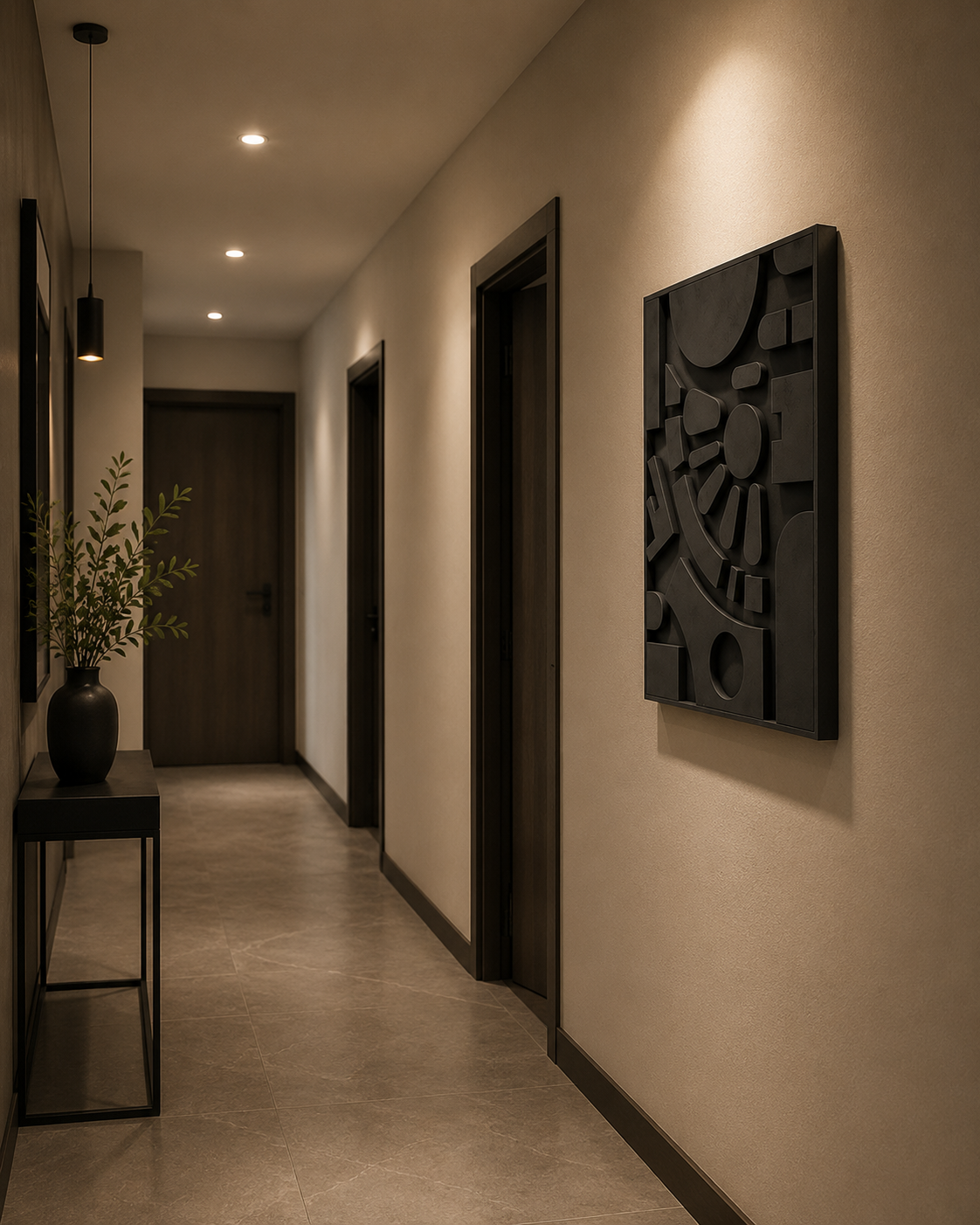 Matte Black Abstract Relief Wall Art | Handcrafted 3D Sculptural Wall Décor – Wallorah