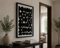 Monochrome Eclipse Pattern – Black & Ivory Handcrafted Geometric Wall Art on Stretched Wooden Canvas | Wallorah