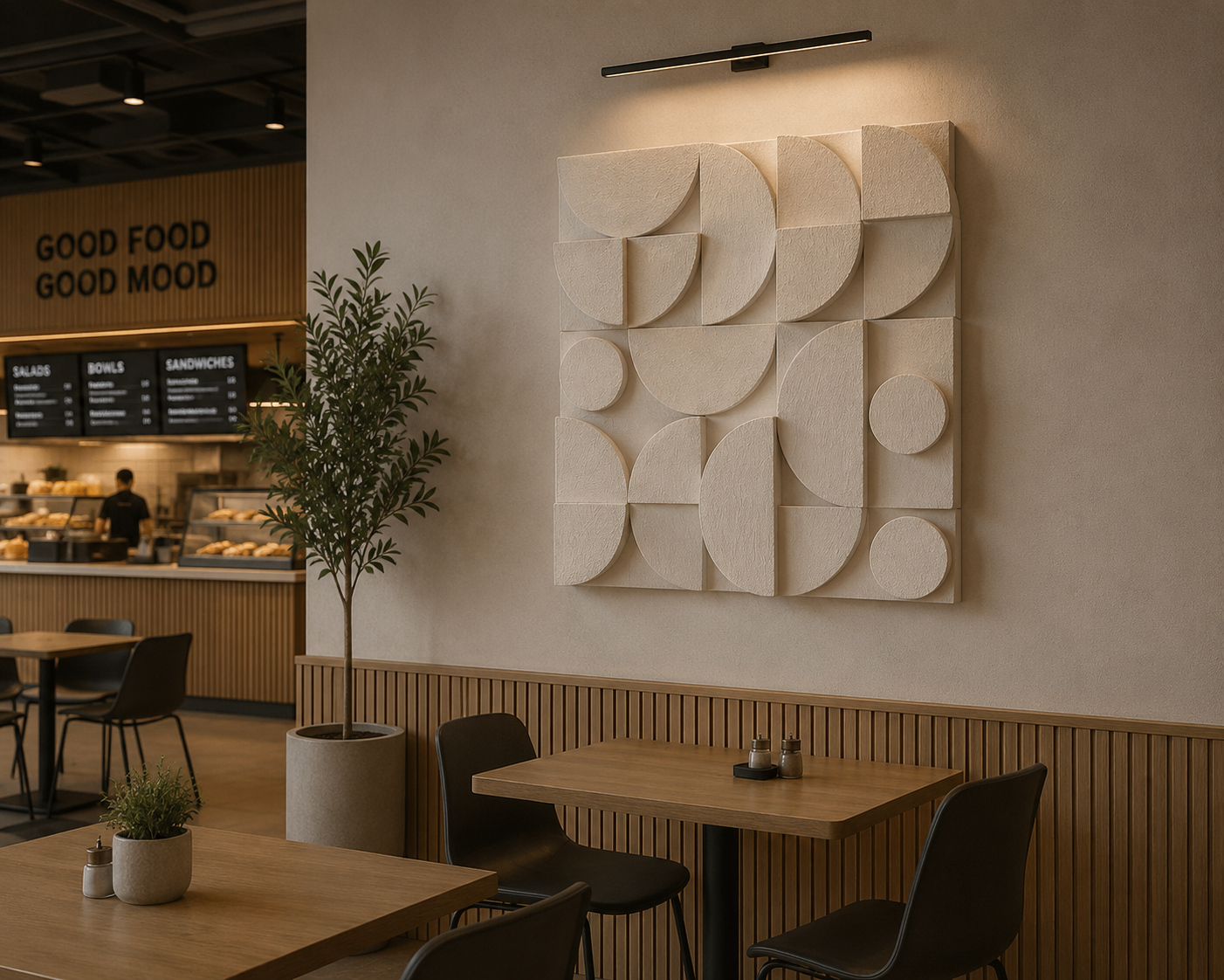 Ivory Eclipse Mosaic – Ivory White Handcrafted Geometric Wall Art on Stretched Wooden Canvas | Wallorah