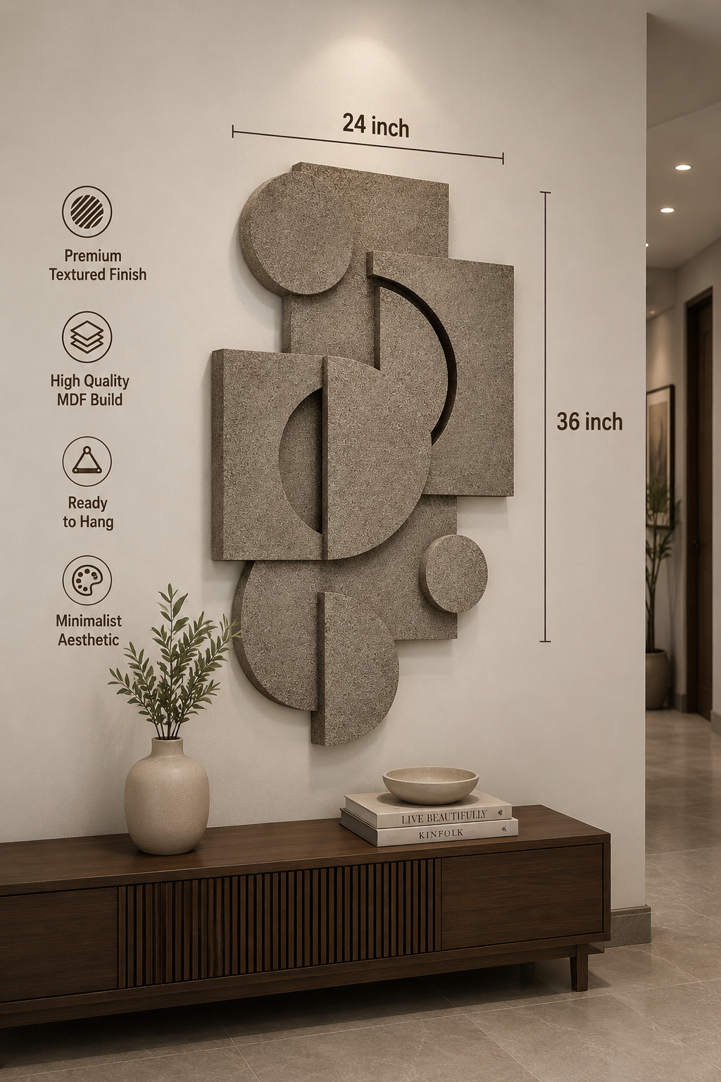 Stone Textured Geometric Relief| Wallorah