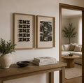Monochrome Tribal Duo – Black & Ivory Handcrafted Abstract Wall Art Set on Stretched Wooden Canvas | Wallorah