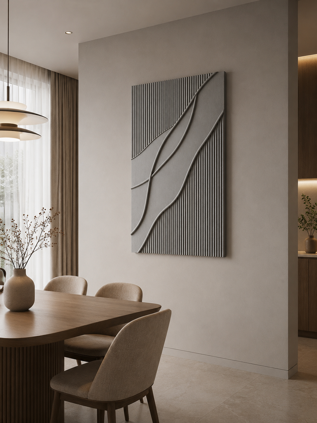 Silver Flow – Handcrafted Silver Grey Minimalist Textured Wall Art on Stretched Wooden Canvas | Wallorah