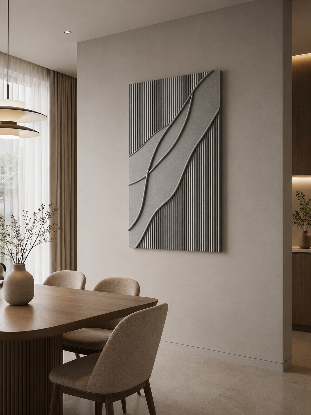 Silver Flow – Handcrafted Silver Grey Minimalist Textured Wall Art on Stretched Wooden Canvas | Wallorah