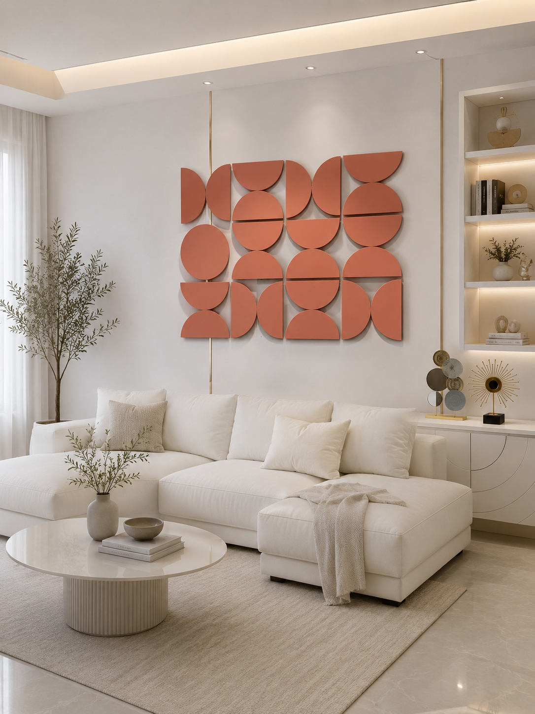 Terracotta Mosaic – Terracotta Brown Handcrafted Geometric Wall Art Set on Stretched Wooden Canvas | Wallorah