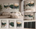 Emerald Flow | Set of 3 Abstract Landscape Canvas Wall Art | Premium UV Printed Ready-to-Hang