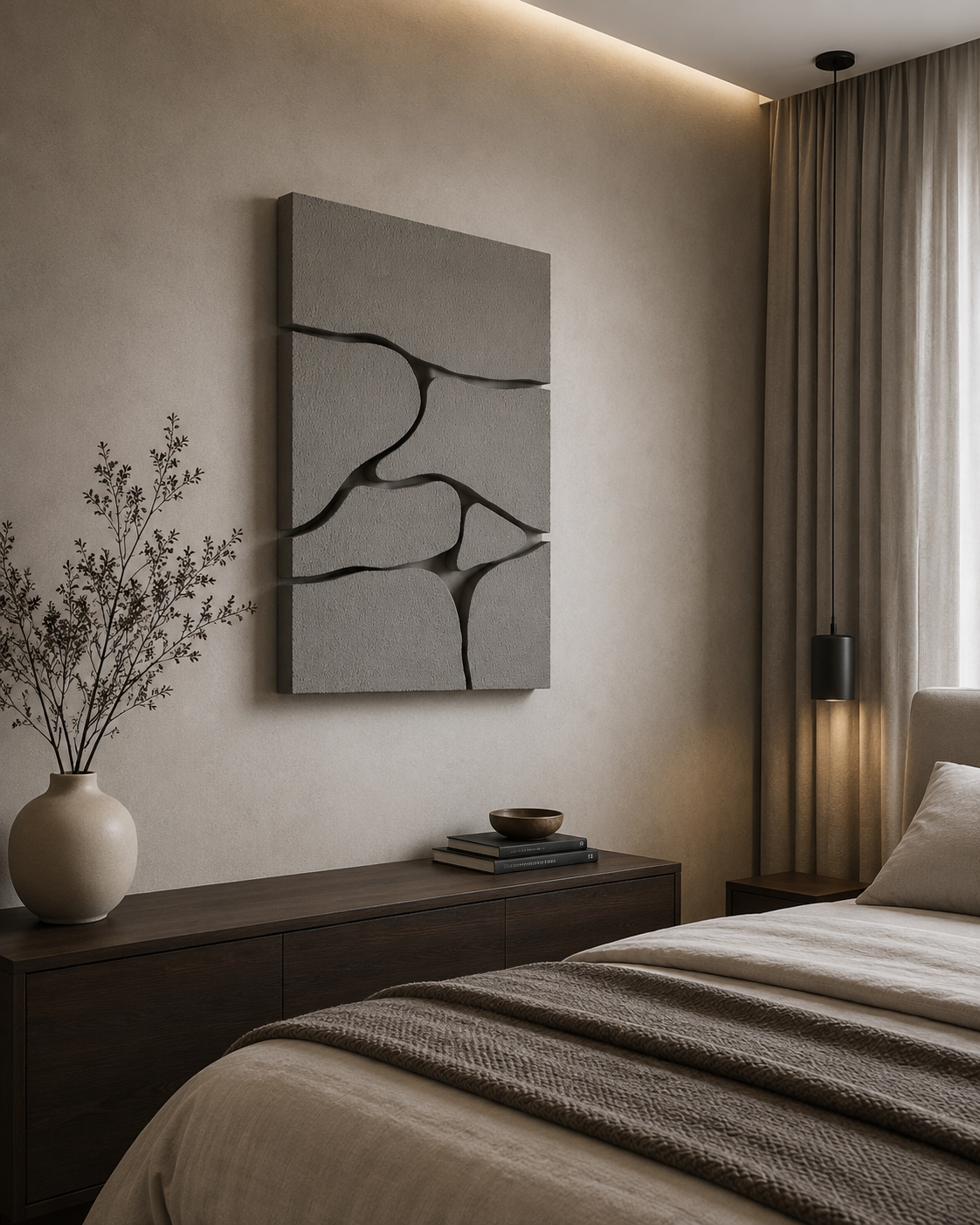 Stone Mosaic – Ash Grey Handcrafted Abstract Wall Art on Stretched Wooden Canvas | Wallorah