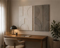Ivory White & Grey Eclipse Relief – Handcrafted Abstract Wall Art on Stretched Wooden Canvas | Wallorah