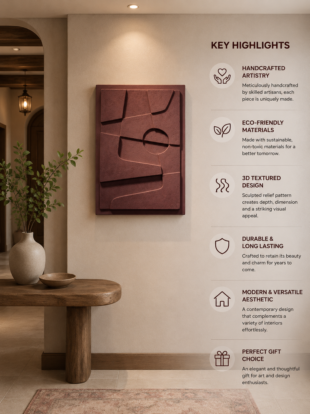 Terracotta Essence – Handcrafted Abstract Textured Wall Art on Stretched Wooden Canvas | Wallorah