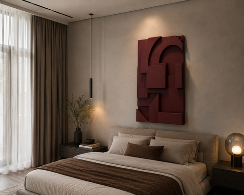 Burgundy Geometric Relief | Wallorah
