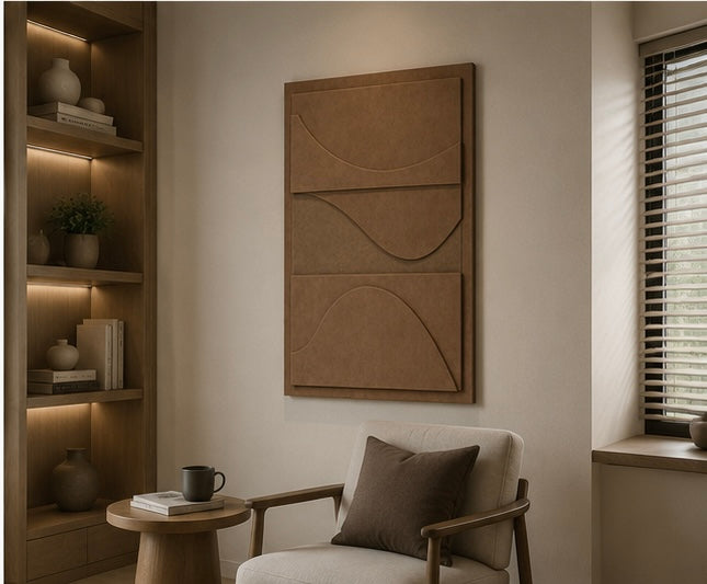 Sandstone Brown Horizon – Handcrafted Abstract Wall Art on Stretched Wooden Canvas | Wallorah