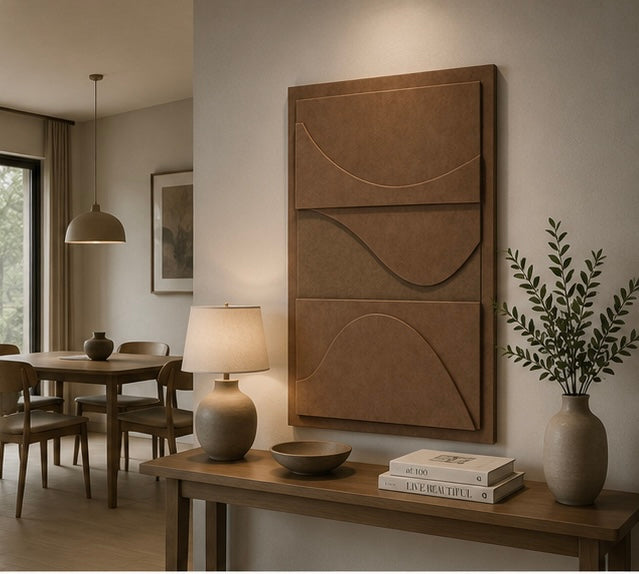 Sandstone Brown Horizon – Handcrafted Abstract Wall Art on Stretched Wooden Canvas | Wallorah