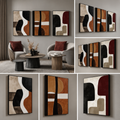 Rustic Harmony | Set of 3 Abstract Canvas Wall Art | Premium UV Printed Ready-to-Hang