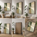Organic Harmony – Minimalist Abstract Geometric Wall Art | Sage Green & Beige Modern Canvas Print | Scandinavian Japandi Living Room Decor