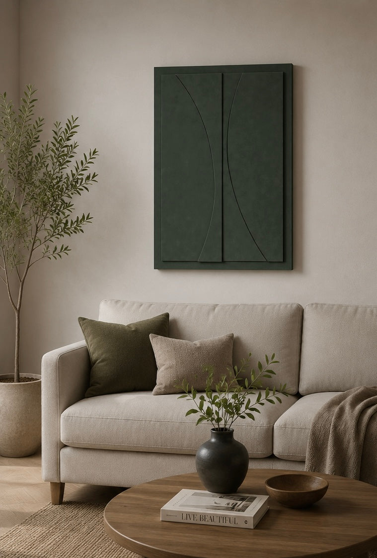 Verdant Flow – Handcrafted Abstract Wall Art | Stretched Wooden Canvas | Wallorah