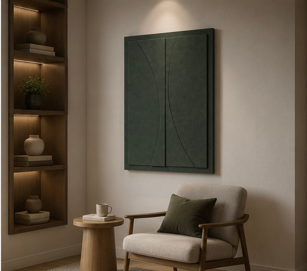 Verdant Flow – Handcrafted Abstract Wall Art | Stretched Wooden Canvas | Wallorah