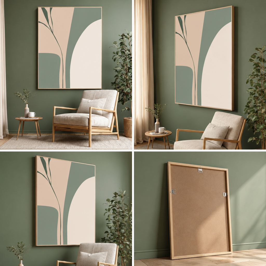 Sage Serenity | Minimalist Botanical Abstract Framed Wall Art