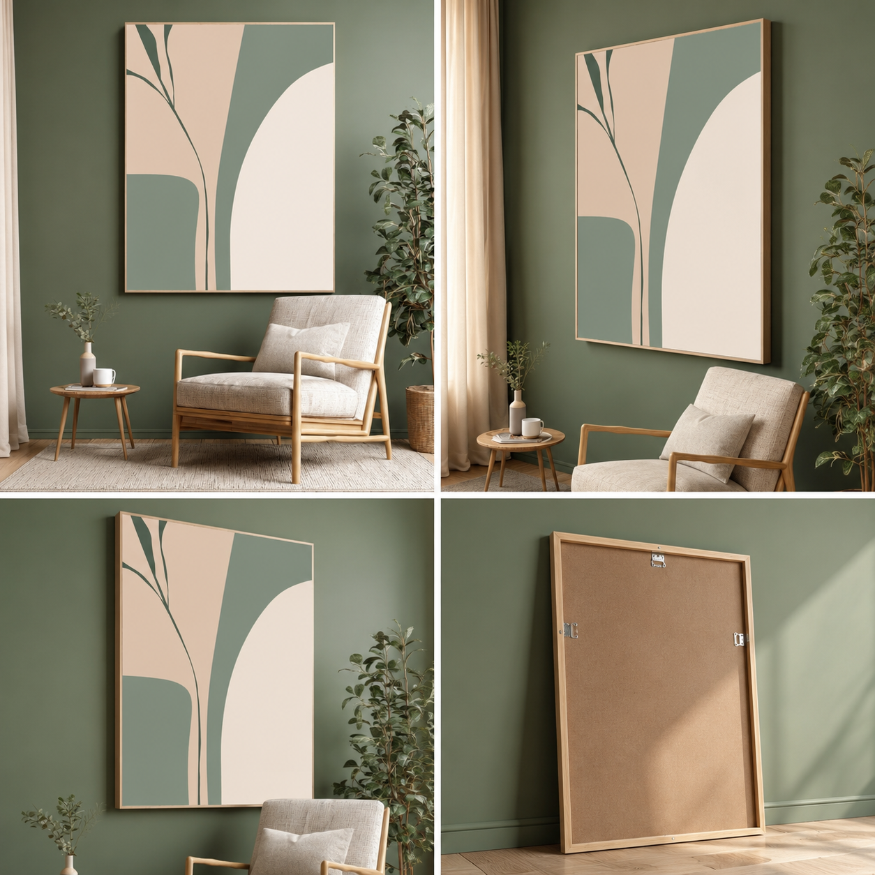 Sage Serenity | Minimalist Botanical Abstract Framed Wall Art