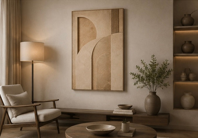 Desert Sand Arch Relief – Handcrafted Abstract Wall Art on Stretched Wooden Canvas | Wallorah