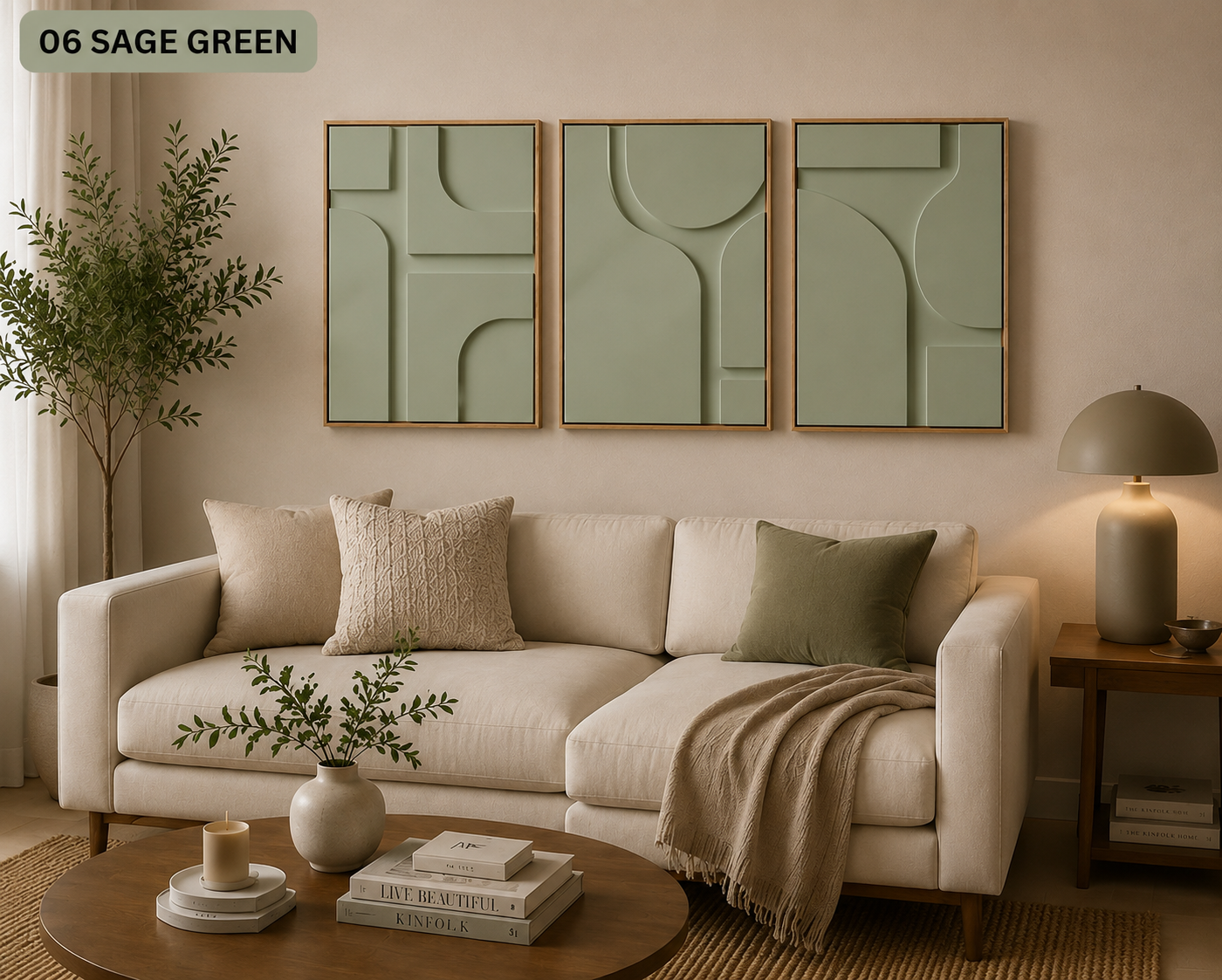 Ivory White Geometric Trio | Wallorah