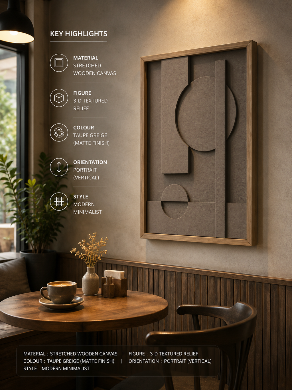Stone Harmony – Taupe Grey Handcrafted Geometric Wall Art on Stretched Wooden Canvas | Wallorah