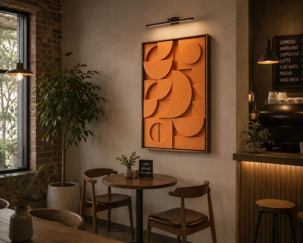 Sunset Geometry – Terracotta Orange Handcrafted Geometric Wall Art on Stretched Wooden Canvas | Wallorah