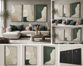 Verdant Serenity | Set of 3 Abstract Botanical Canvas Wall Art | Premium UV Printed Ready-to-Hang