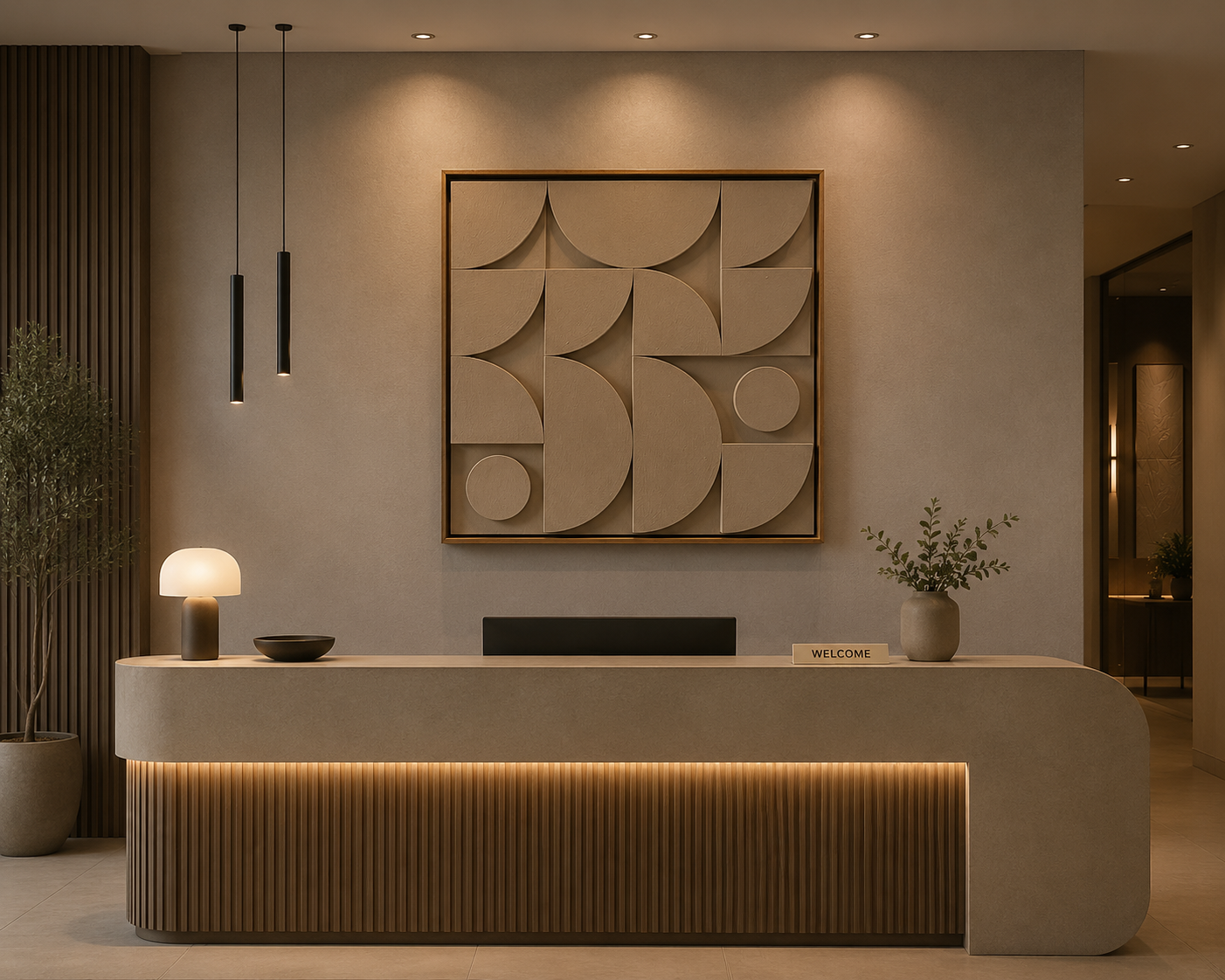 Taupe Geometric Mosaic – Warm Taupe Handcrafted Abstract Wall Art on Stretched Wooden Canvas | Wallorah