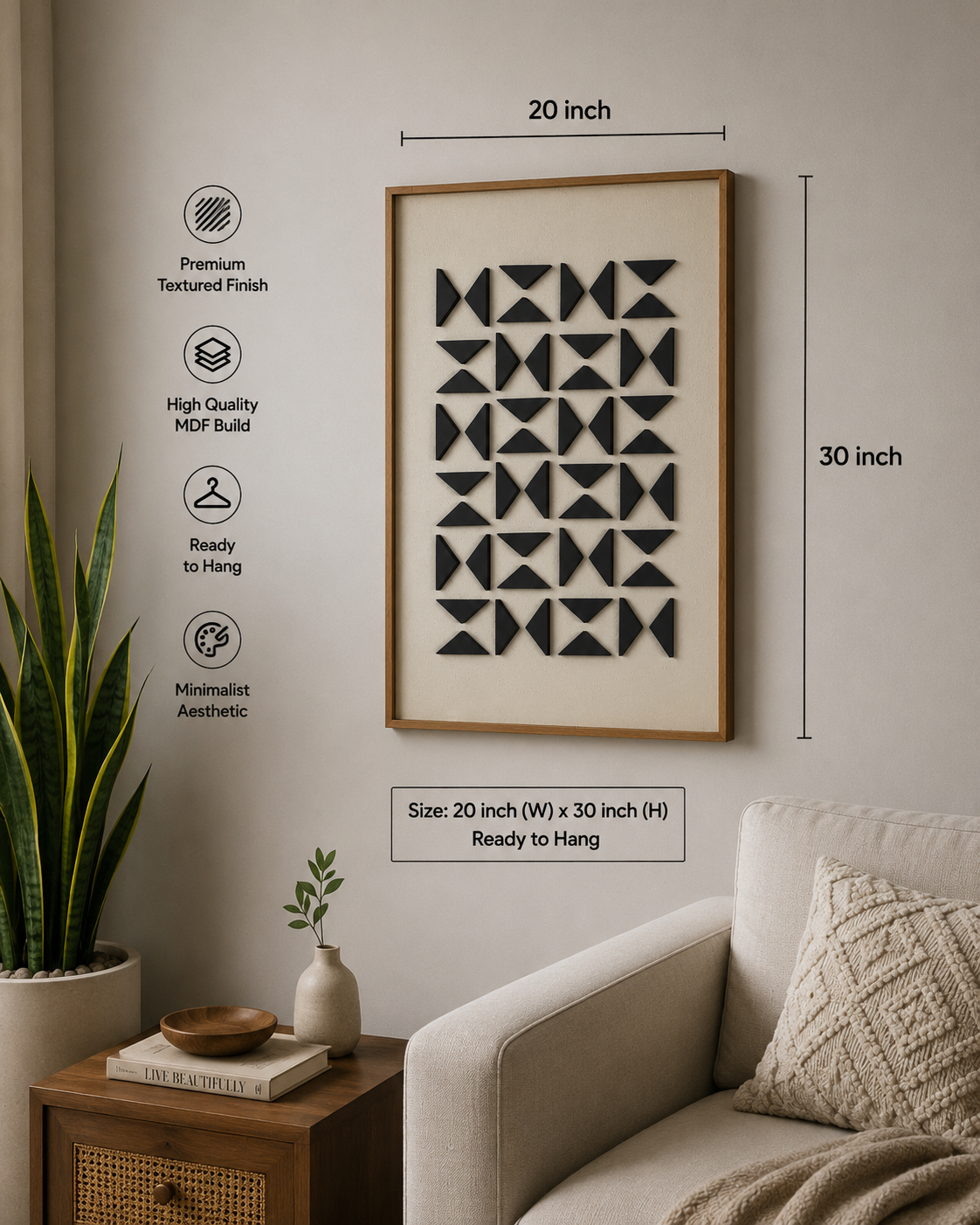 Monochrome Triangle Mosaic  | Wallorah