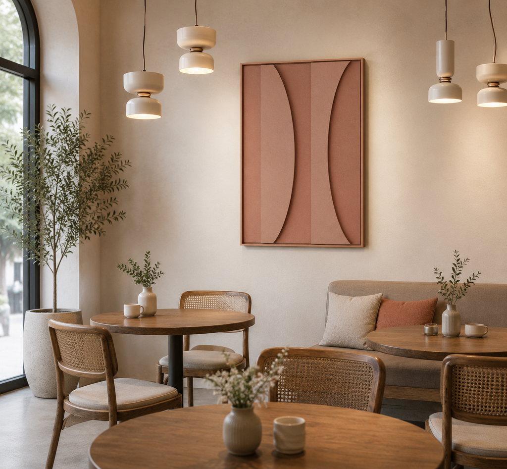 Terracotta Eclipse – Handcrafted 3D Geometric Wall Art on Stretched Wooden Canvas | Wallorah