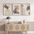 Modern Geometric Botanical Trio | Set of 3 Premium Canvas Wall Art | UV Printed Ready-to-Hang