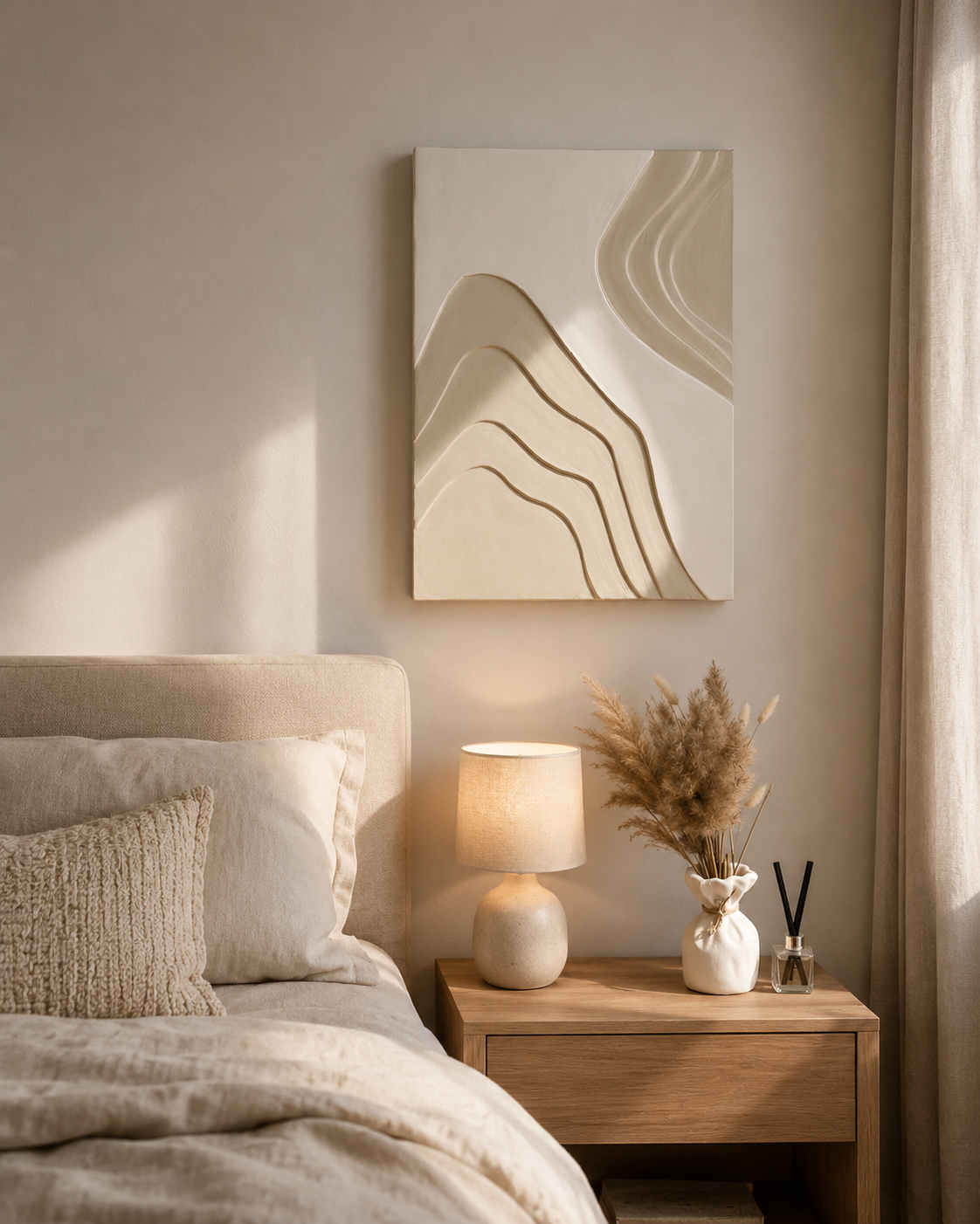 Desert Flow – Ivory & Sand Handcrafted Textured Wall Art on Stretched Wooden Canvas | Wallorah