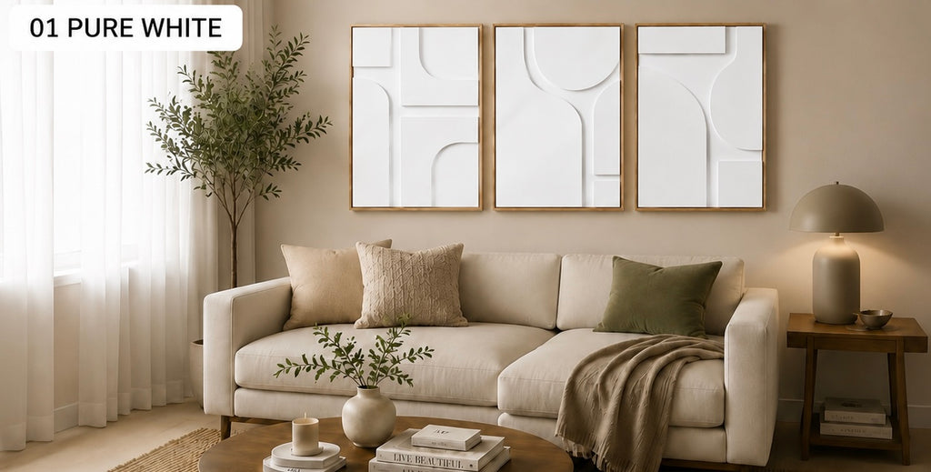 Ivory White Geometric Trio | Wallorah