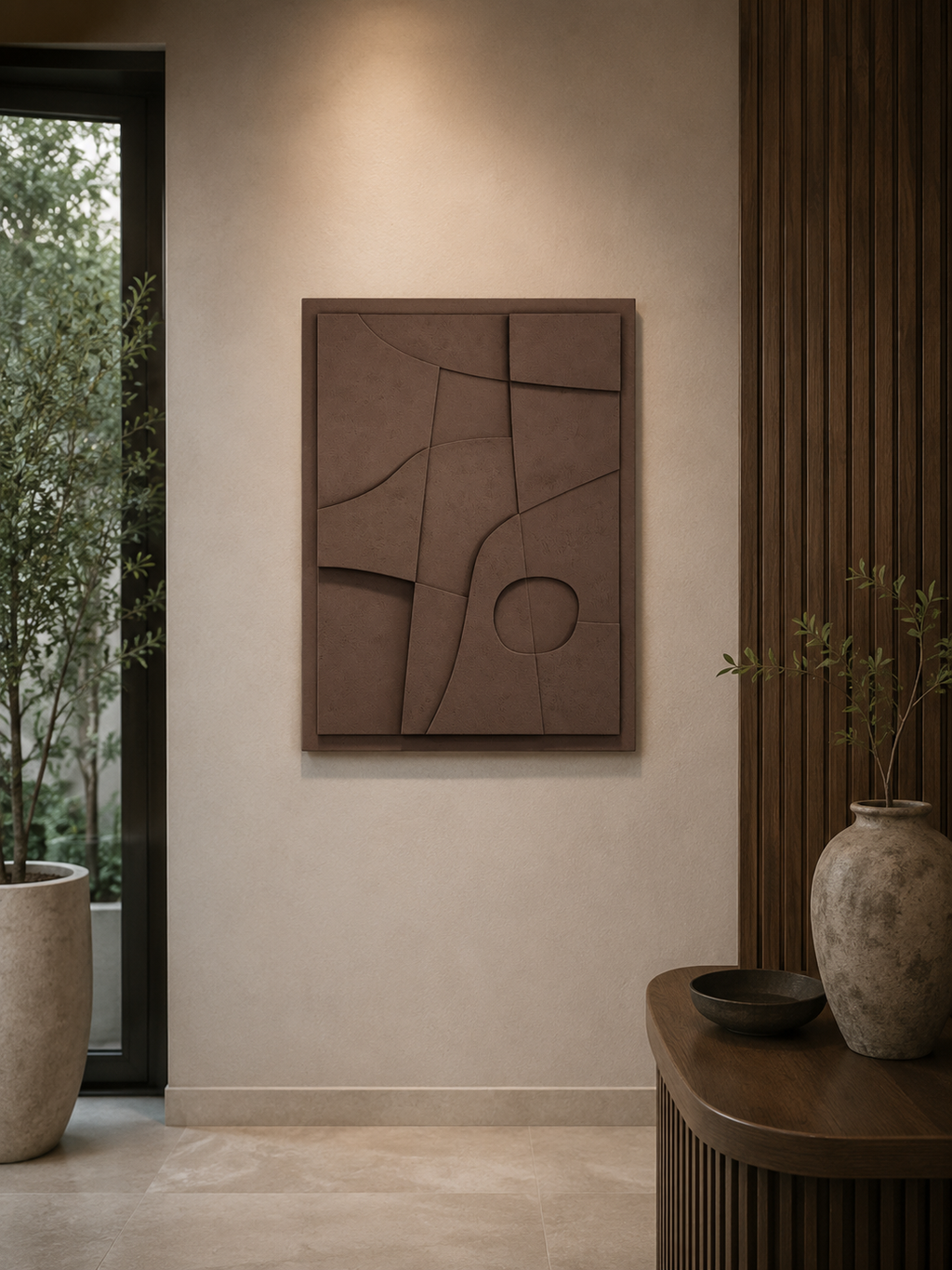 Espresso Contours – Handcrafted Abstract Textured Wall Art on Stretched Wooden Canvas | Wallorah