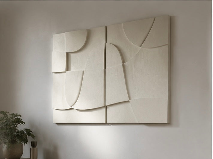Ivory Harmony Diptych – Handcrafted Abstract Wall Art on Stretched Wooden Canvas | Wallorah
