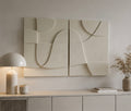 Ivory Harmony Diptych – Handcrafted Abstract Wall Art on Stretched Wooden Canvas | Wallorah